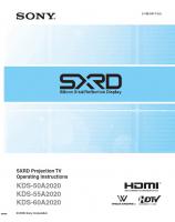 Sony KDS50A2020 KDS55A2020 KDS60A2020 TV Operating Manual